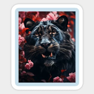 Floral Black Lion Sticker